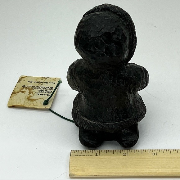 Inuit Naber Coal Sculpture Alaska Homer Kachemak Bay Indigenous Eskimo Vintage - Picture 10 of 13